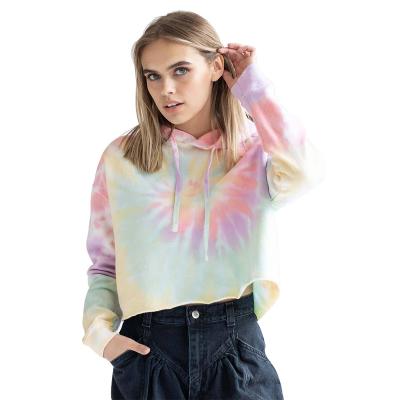 China High Quality Multi Color Cropped Custom Lady QUICK DRY Women's Link Dye Crop Top Hoodie Sweatshirt for sale