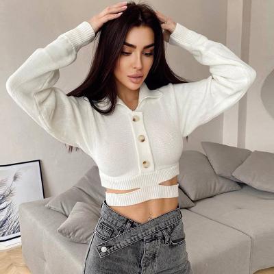 China New Fashionable Anti-wrinkle Ladies Sheath Long Pullover Knit Sweater Women Crop Tops And Blouse Hollow Out Sweater for sale