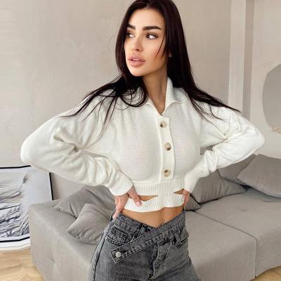 China New Anti-wrinkle Fashion Autumn Plush Knit Sweater Women Sweater Elegant Straight White Short Crop Top for sale