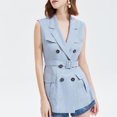 China Evening Wear Crop Shoulder Cotton Breathable Ladies Sleeveless Cross Belt Suit Blazer Dress Women Crop Should Suit for sale