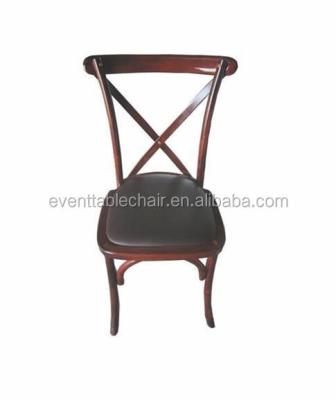 China Event Upholstery Solid Wood Used Stackable Elegant Seat Cross Back Chairs For Sale for sale