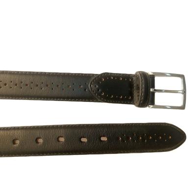 China 2022 high quality popular men's vintage leather belt fashion brand luxury belt with perforate design for sale