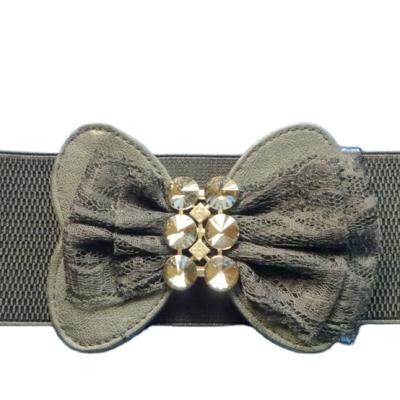 China High Quality Bargain Price New Style Arc-knot Piercing Type Flash Weave Women Elastic Belt for sale