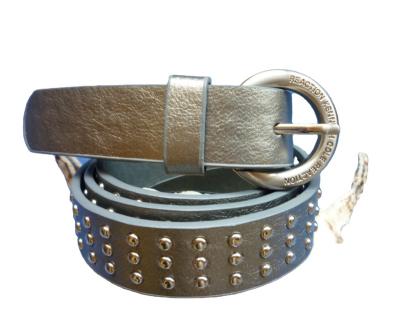 China High quality ladies metal PU belts with studs in bronze color OEM and ODM welcome for sale