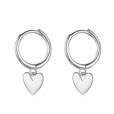 China FASHIONABLE Nourishing Plain Ring Earrings Love Pendant Earrings Sterling Silver S925 Ear Hole For Women Sleeping No Need To Pick Soft for sale