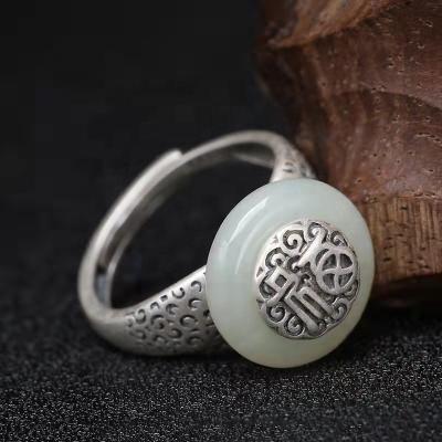 China Hetian jade openings f ring 925 CLASSIC mother friend jade peace ring current fashionable buckle for sale