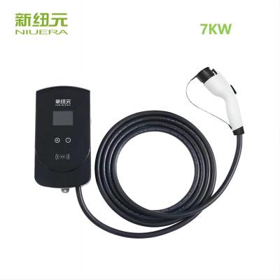 China LED Light+LCD Display(2.8inch)+RFID Bestselling AC Charger 7kw Ev Type 1 Wallbox Electric Car Charger For USA Market for sale