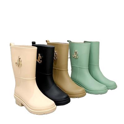 China British women's fashion waterproof rain fleece socks platform women's high top boots plus rain boots 20108 for sale