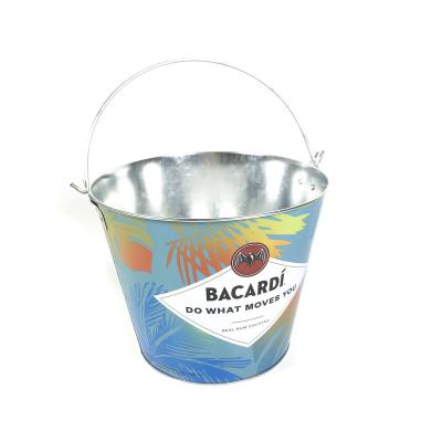 China 2021 Viable New Design Metal Ice Bucket For Beer CMYK Full Printing Ice Bucket With Promotional for sale