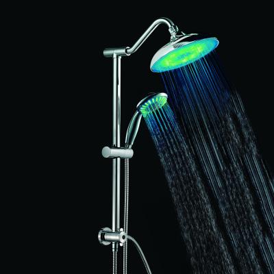 China With Hot Selling Slide Bar Amazon LED Shower Head Combo Set, Plastic Chrome Hand Rain Bathroom Shower Kits With LED Lights for sale