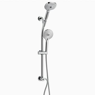 China With Slide Bar ABS Chrome 3+3 Function High Pressure Rainfall Hand Held Shower Set Combined Three Way Double Shower Head for sale