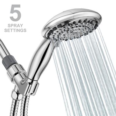 China Without Slide Bar cUPC 5Inches 5 Flow 5 Jet Settings ABS SPA Hand Shower Set High With Stainless Steel Hose And Adjustable Bracket for sale