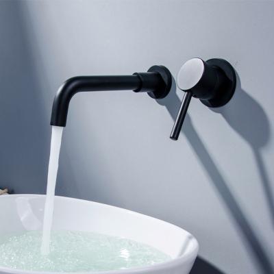 China Metered Faucets Amazon Hot Selling 304 Stainless Steel Black Hot Cold Handle Water Tap Mixer Hidden In Basin Wall Mounted Hidden Faucet for sale