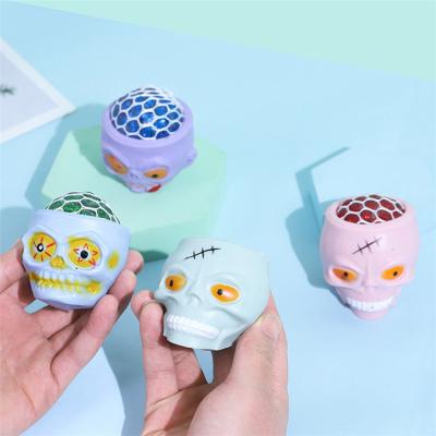 China New Style Promotion Gifts Anti Squeeze Monster Shape Squeeze Toys Mesh Bead Ball Squeeze Skull Squeeze Toy for sale