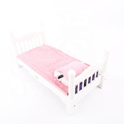 China DIY TOYS wholesale children's mini bed model, wooden doll furniture toy, simple crib toy bed for sale