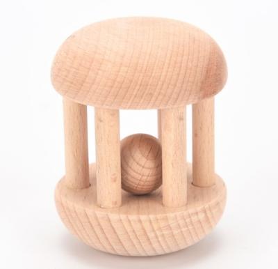 China Eco-Friend Rattle Wooden Baby Rattle Organic Baby Bell Ball Infant Montessori Crawling Toy for sale