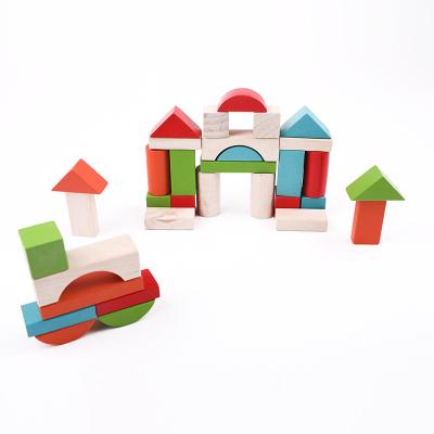 China DIY TOYS Early Childhood Educational Toys 75pcs Wooden Blocks Eco-friendly OEM colorfu for sale