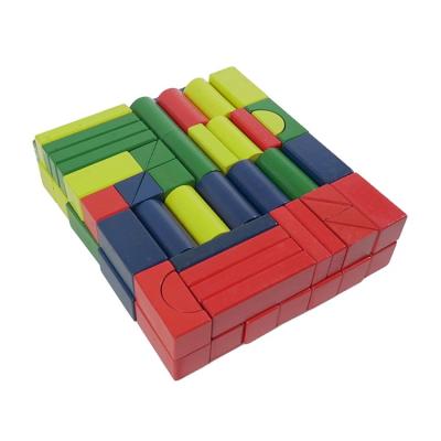 China Funny Educational Toy OEM Kids Enlightenment DIY Assembly Building Blocks Toys 100pcs Colorful Wooden Blocks for sale