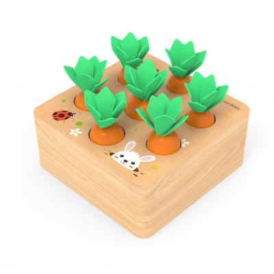 China DIY TOYS New Design Children's Early Education Insert Puzzle Carrot Educational Game Wooden Sensory Toy Pull Out Radish Toys for sale