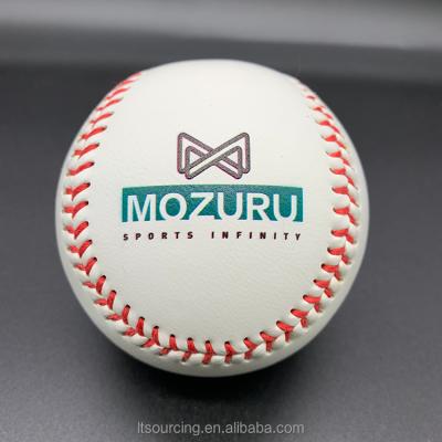 China OEM Dropshipping Leather Tops Softball Promotion Baseball White Genuine Leather Training Ball for sale