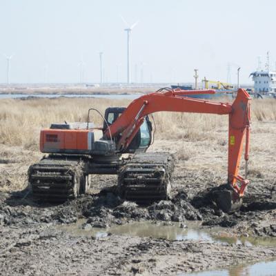 China Extendable and retracted Floating Amphibious Pontoon undercarriage excavator for sale working in swamp and water for sale