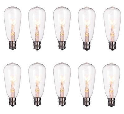 China Pack Edison Replacement Light Bulbs, 7watt E17 Screw Base String Clear Glass Festival ST40 10 Light Bulbs For Outdoor/Indoor for sale