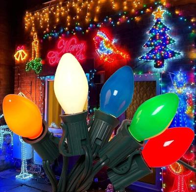 China End to End Connection Multicolor Outdoor 25Ft Christmas Lights, C7 Christmas String Lights with 27 Clear Edison Bulbs (Spare 2) for sale