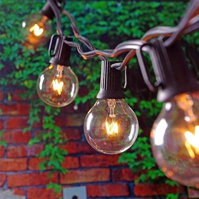 China G40 25FT G40 Edison Globe Bulbs String Lights Commercial Christmas String Light Black Wire for sale