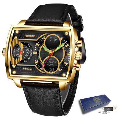 China Wholesaler Automatic High Quality Leather Wristwatch Date LIGE Sports Style Water Resistant Digital Black Men Watches for sale