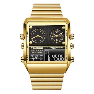 China New Date Brand LIGE Automatic Top Fashion Square Digital Watches Waterproof Unique Gold Stainless Steel Man Strap With Gift Box for sale