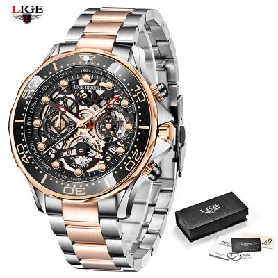 China Hot Date LIGE Automatic Wristwatch Relogio Masculino Business Luxury Watch Shaping Hollow Out Wristwatches Men's Quartz Waterproof Watches for sale