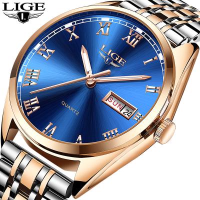 China New 2021 LIGE Chronograph Watch Men Business Quartz Watches Ladies Wrist Watch Luxury Rose Gold Women Girl Female Clock for sale