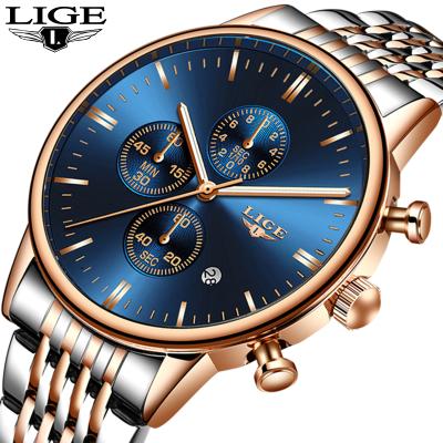 China 2021 New LIGE 9984 Mens Watches Automatic Clock Man Full Steel Waterproof Sport Watch Men Chronograph for sale