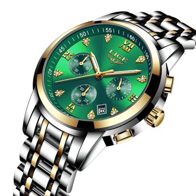 China Automatic Date LIGE Green Waterproof Luxury Men Watch Waterproof Date Clock Male Watches Men Quartz Wrist Watch for sale