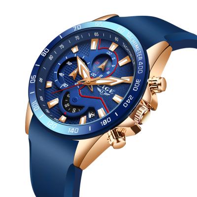 China 2020 New Gold Blue Men's Top Luxury Male Sports Watch Automatic Date Quartz Watches Brand Waterproof Chronograph Clock for sale