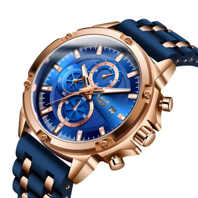 China New Date LIGE Automatic Silicone Sports Men's Military Watches Fashion Quartz Watch Man Business Dress Watch Waterproof Luminous Clock for sale