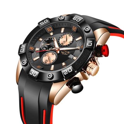 China New Automatic Date 2020 Fashion Business Quartz Clock Male Wrist Watch For Men Waterproof Silicone Sports Chronograph for sale