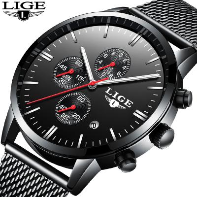 China Automatic Date LIGE Mark Watches Chronograph Mens Sports Stainless Steel Material Quartz Watch for sale