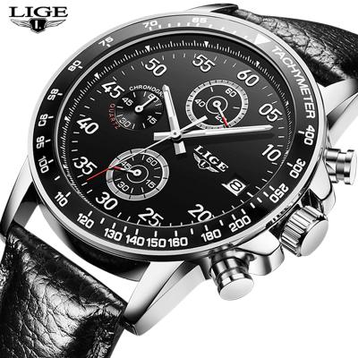 China LIGE Auto Date Watch Luxury Quartz Watches Men Waterproof Business Wrist Watch for sale