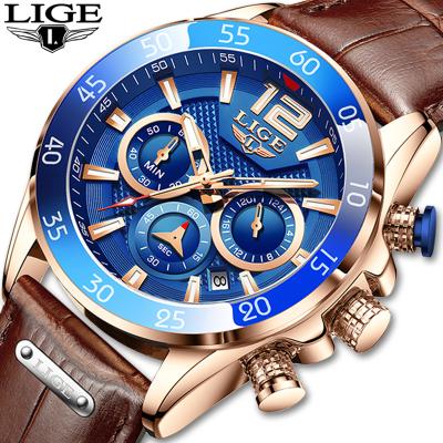 China Automatic date LIGE fashion men watches sports watch men quartz clock leather waterproof wristwatches for sale