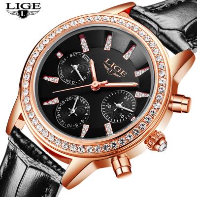 China Automatic Date LIGE Women Luxury Brand Girl Quartz Watches Casual Leather Ladies Dress Waterproof Sport Watches for sale