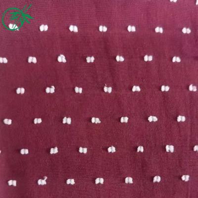 China Cotton Rayon Pattern Durable Woven White Dot Dobby Cutoff Fabric For Garment for sale