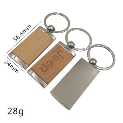 China Popular Promotional/Souvenir Custom Logo Laser Engraving Wooden Keychains Wholesale Wood Plus Metal Key Chain Retail Wooden Blank Keychain for sale