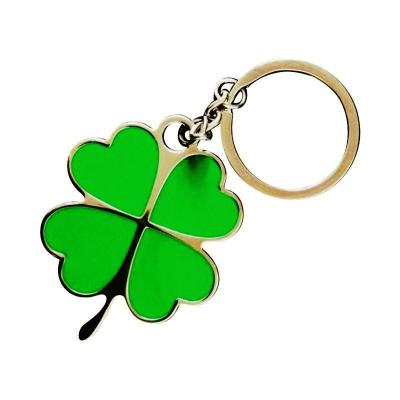 China Fashion Promotional Cheap Retail Pendant Lucky Four Leaf Clover Keychains Metal Llavero Gift Girl Charm Gift for sale