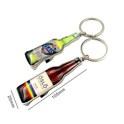 China Customized Cheap Viable Main Bottle Opener Souvenir Beer Bottle Chain Opener Logo Beer Bottle Shaped Printed for sale