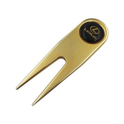 China Golf Sports Custom Design Logo Golf Divot Tool Made Metal Golf Fork Wholesale Golf Club Gifts For Souvenir for sale