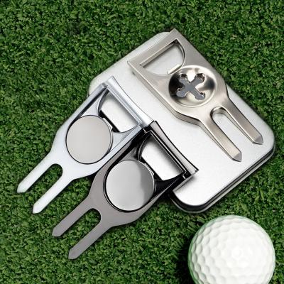 China Golf Sports/Wholesale Unique Logo Divot Tools Custom Golf Accessories Bottle Opener Metal Golf Repair Tool Golf Accessories With Box for sale