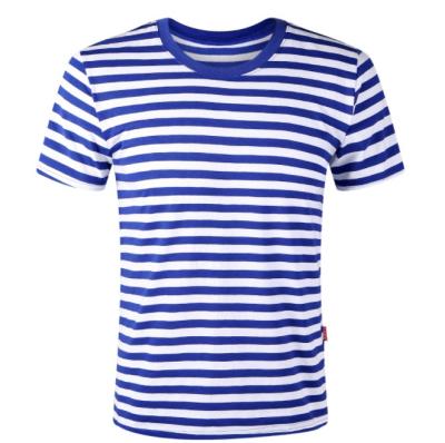 China Anti-pilling slim fit classic simple blue white design custom white striped t-shirt for sale