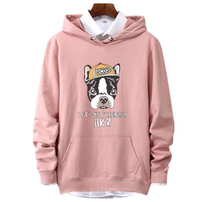 China Anti-pilling Cute Cartoon Animal Printing Stylish Polyester Men's Cotton Jumper Hoodie With Draw String for sale