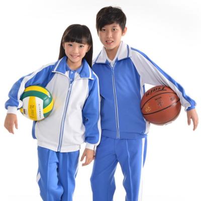 China Wear Uniform Warmful Winter Long Sleeve TC Blue White Chinese Manufacturers Sports Styles School Uniform Tracksuits for sale